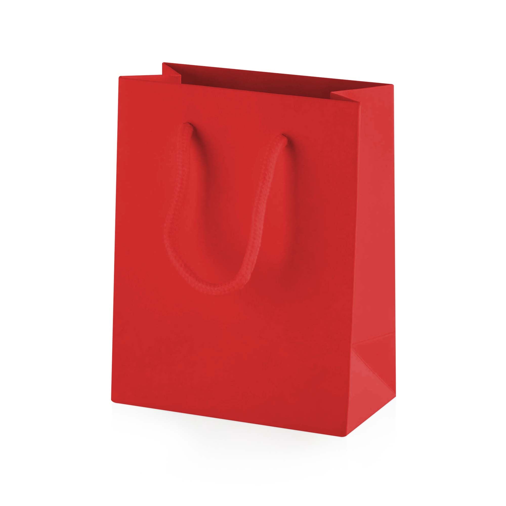Thepaperbagstore 50× Red Extra Small Matt Laminated Gift Bags 11.5×14.5×6.5cm – 210 gsm Boutique Paper Bags with Rope Handles & Reinforced Base – Ideal for Gifts, Weddings, Retail & Corporate Use — image 1