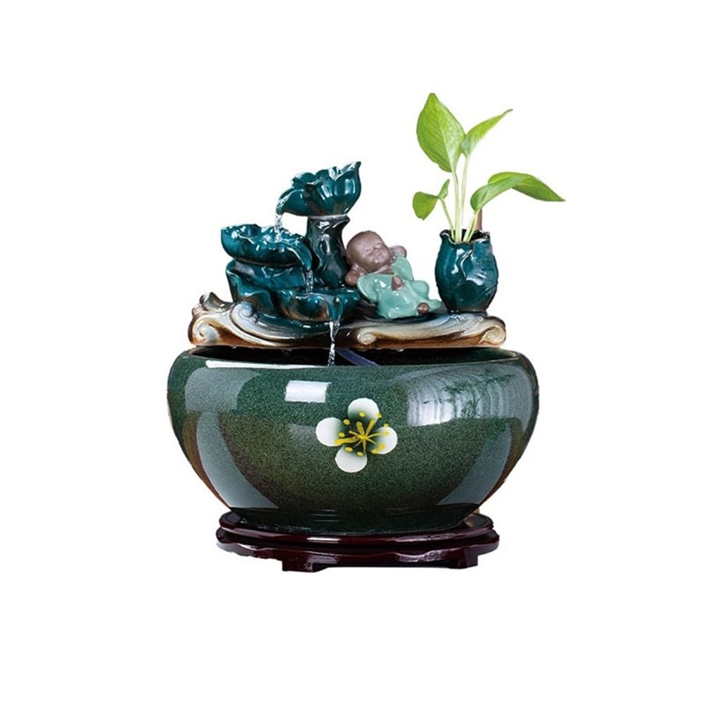 ZTHYSHOZ Tabletop Fountain Waterfall Ceramic Fish Tank Tabletop Fountain for Indoor and Home Decoration Table Desk Office Patio(Medium)