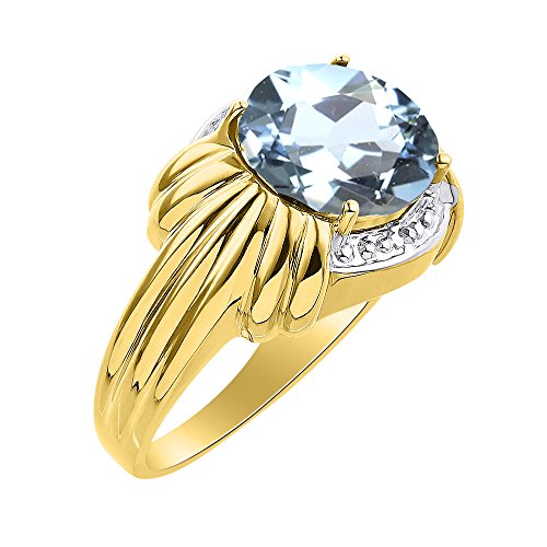 Bague en diamant et aigue-marine d'exception plaquée or jaune
