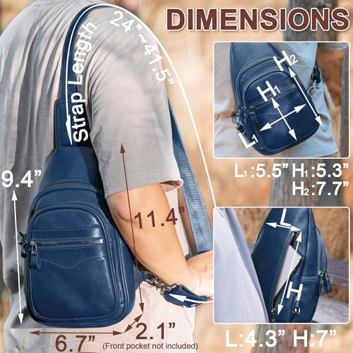 Image of Genuine Leather Sling Bag for Men and Women Crossbody Shoulder Bag Sling Backpack Chest Purse Carry on Casual Daypack | Genuine Leather