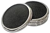COMFORTENA Regal Drink Coasters with Absorbent Felt Inserts | Unique Table Coaster Set with Silicone Tray and Metal Ring Accent | Perfect for Hot and Cool Beverages in Glasses, Cups, and Mugs | Silver