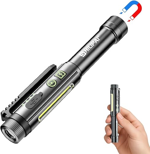 Linternas EDC recargables, mini, magnéticas, linterna de bolsillo impermeable con clip, altos lúmenes 600 lúmenes con 8 modos para inspección,