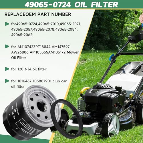 Image of 49065-0724 Oil Filter for Kawasaki 49065-7010, Fit Kawasaki FH381V-FH721V, FH601D-FH770D, FX751V-FX1000V, FJ180V, FX801V, FX850V Engines, Replaces AM107423,120-634,1016467, 49065-2071 2 Pcs