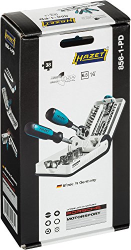 Hazet Professional Socket Spanner Set 6.3 Mm (1/4 Inch) Square/Hex (Porsche Motorsport Design, Set With Reversible Ratchet 863P 38) 856/Pd #TOP4