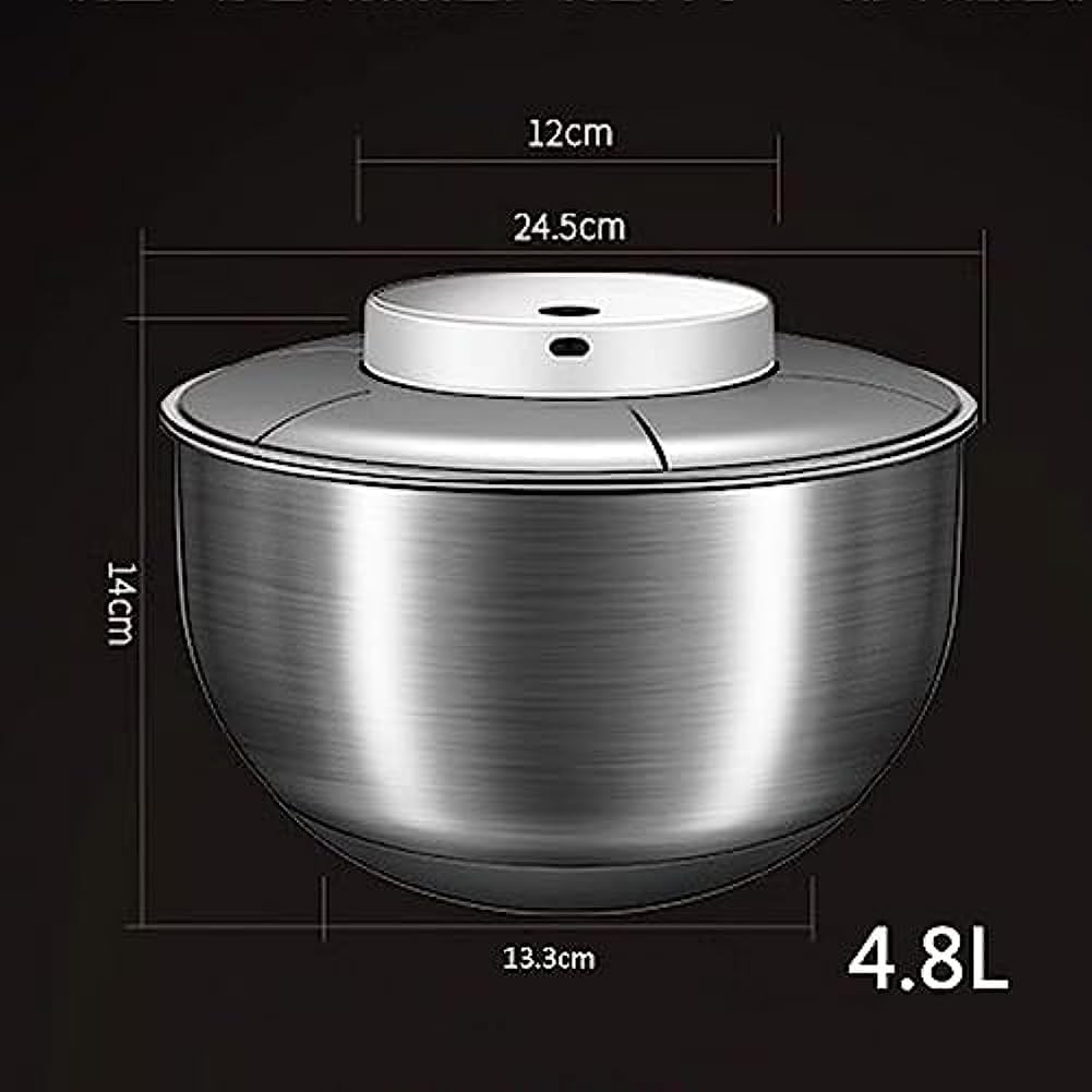 Genérico Centrifugadora de Ensalada Eléctrica, Secadora de Lechuga Automática 4,8 L, Lavadora de Ensalada Acero Inoxidable, Recargable USB, para Verduras, Lechugas, Frutas y Hortalizas