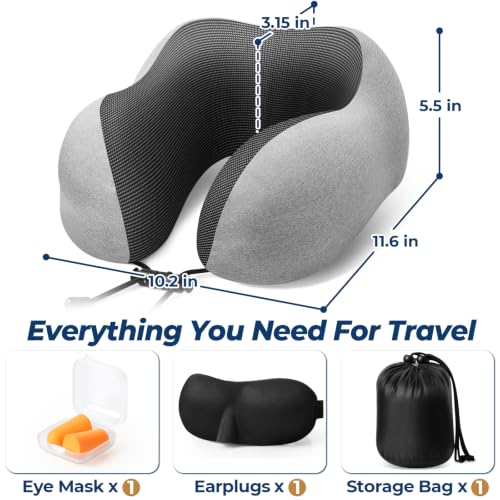 Image of ExploreBliss Travel Pillow, Neck Pillow Airplane, Light Grey