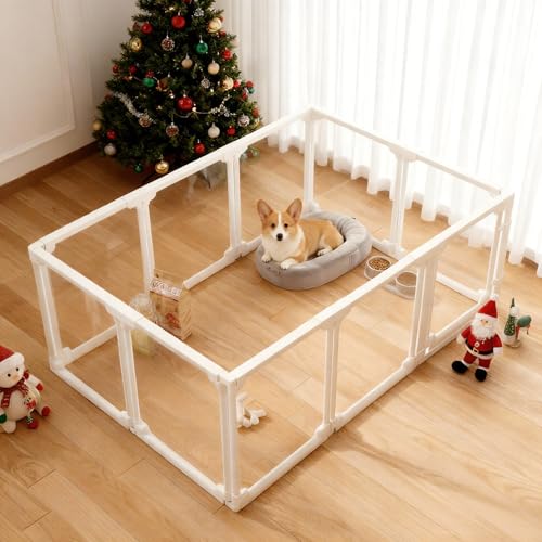 Erinnyees Clear Acrylic Dog Playpen Increased 27.8'' Indoor Puppy Cat