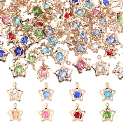 Breloques Étoile Strass Fabrication Bijoux : Pendentif Cristal Pentagramme Or Clair DIY