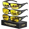 Night Driving Glasses – HD Anti Glare Wrap Around Fit Over Glasses for Men & Women Enhance Night Vision & Driving
