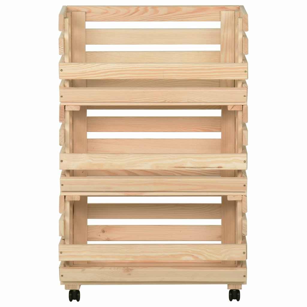 Carrello da cucina in legno di pino massiccio, 37 x 30 x 80 cm, con ruote, carrello rustico, versatile per cucina, sala da pranzo e soggiorno, ideale come carrello da portata e conservazione