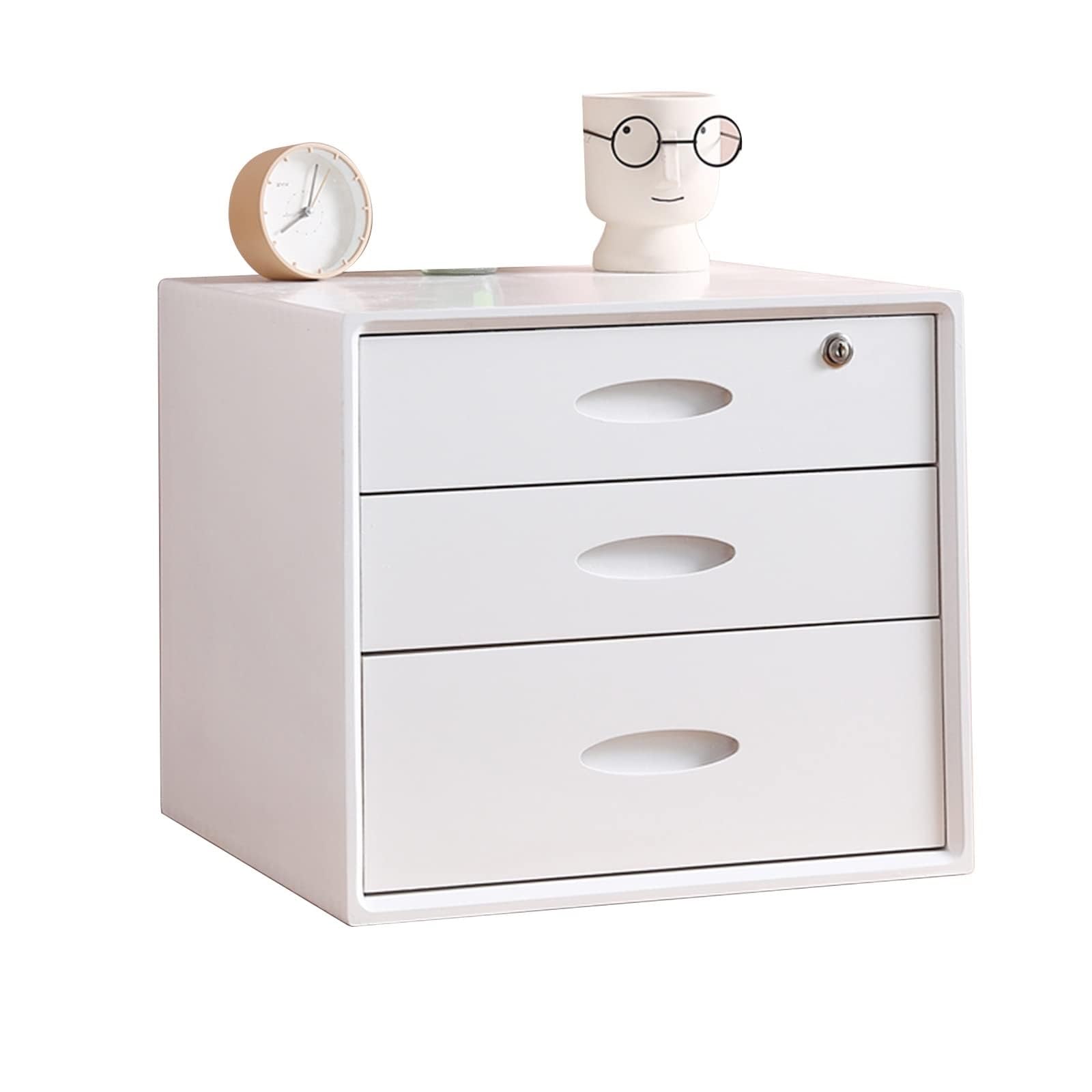 Caja de almacenamiento de madera maciza, archivador de escritorio, con cerradura, archivador plano, gabinete de cajones de escritorio, archivador de madera/gabinete de almacenamiento de escritorio/gab