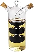 WINAKUI 2-in-1 Olive Oil & Vinegar Dispenser Cruet Bottles - Hand-Blown Dual Glass Chambers, Drip-Free Pour for Kitchen & BBQ
