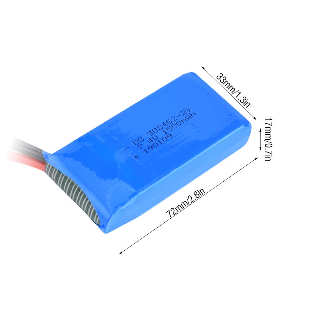 Batería de Litio de 7,4 V, 1500 MAh con Enchufe Pequeño para Barcos Modelo FT009 RC, 2 Piezas de Alto Rendimiento