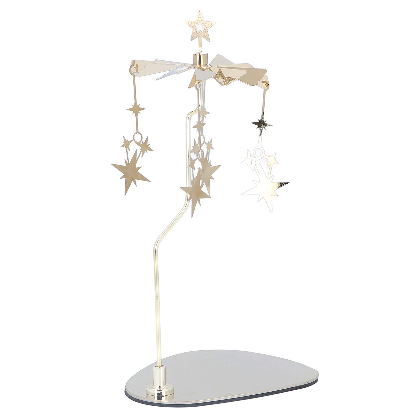 Rotating Candle Holder Stand Stainless Steel Metal, Auto Rotation, Romantic Decor, Round Tray for Christmas Wedding Home Decor (Golden Star (cup without candle))