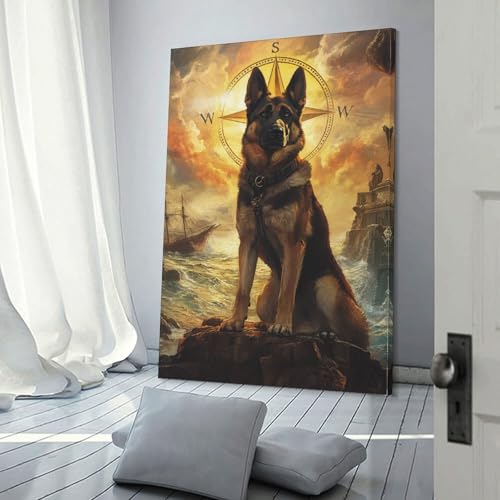 Impression toile berger allemand pour salon cosy
