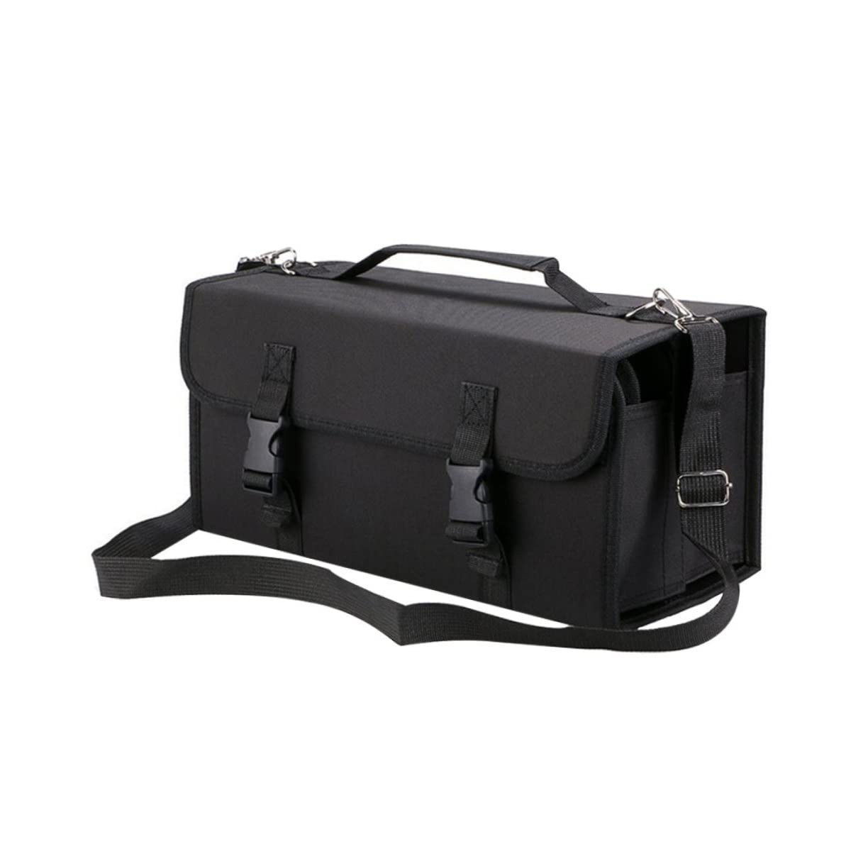Operitacx Astuccio per 120 Marker Nero con Cerniera e Tracolla