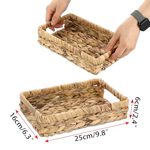 Organizador de servilletas rectangular pequeño y bandeja trenzada con asas 4