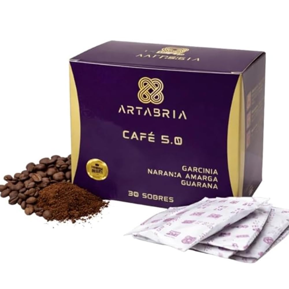 Cafe ARTABRIA 5.0 con Garcinia, Naranja Amarga y Guarana, 90 Sobres Individuales, Café Soluble, Estimula Metabolismo, Aumenta Gasto Energético + Regalo de Cortesía, Pack Hipnotik Casuality