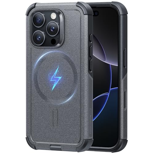 Image of ESR for iPhone 16 Pro Phone Case, 23ft Military-Grade Drop Protection, Shock-Absorbing Rugged Cover, MagSafe Accessories Compatible, Cyber Series, Grey