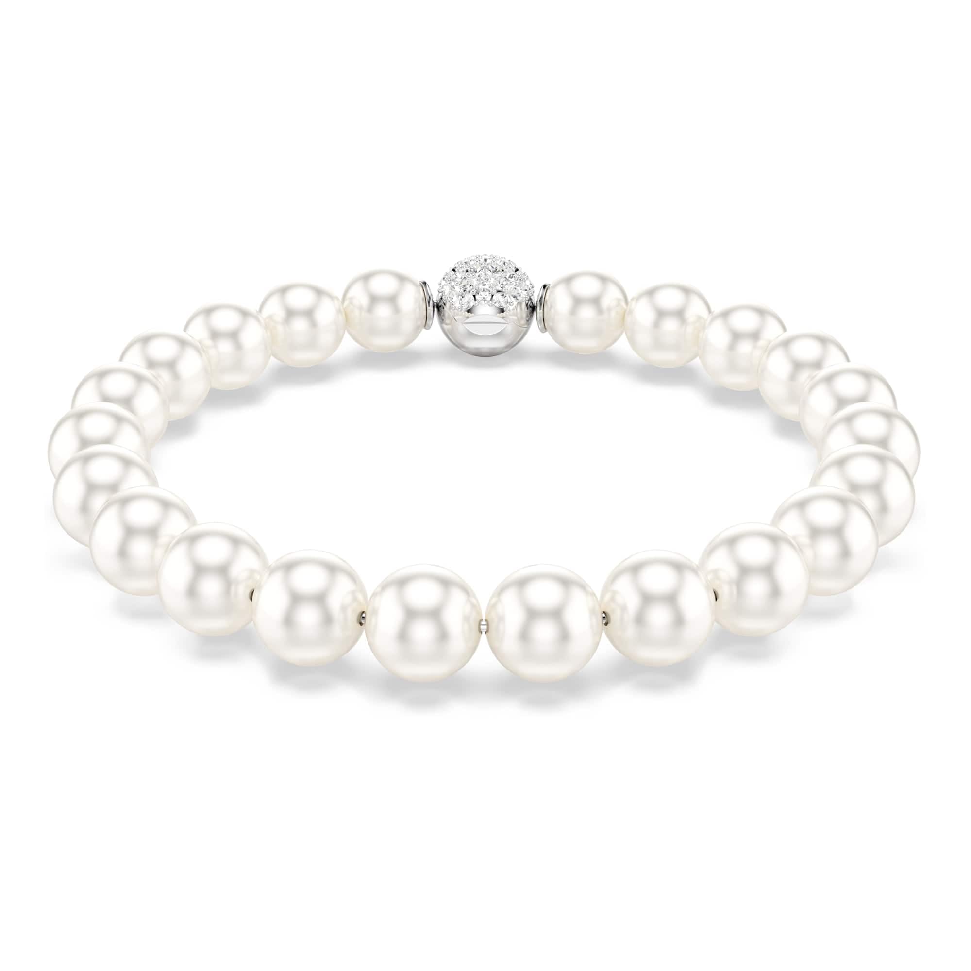 Swarovski Matrix bracelet, Crystal pearl, White, Rhodium plated