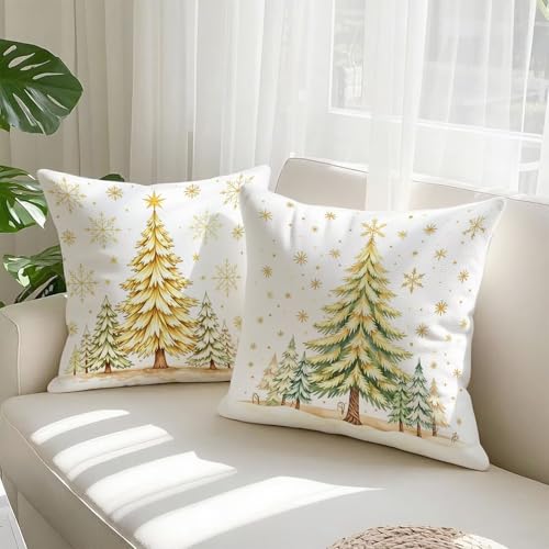 Housse coussin 65x65cm Noël velours doré lot de 2 - 3