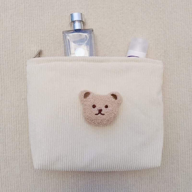 Miniatura 7 de Bolsa de maquillaje estética, pequeña bolsa de cosméticos para mujer, bolsa de maquillaje de viaje, bolsa de aseo para mujer (oso blanco)