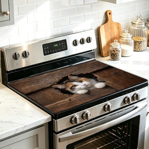 Stove Top Covers For Electric Stove 28x20 Inches Cat Wood