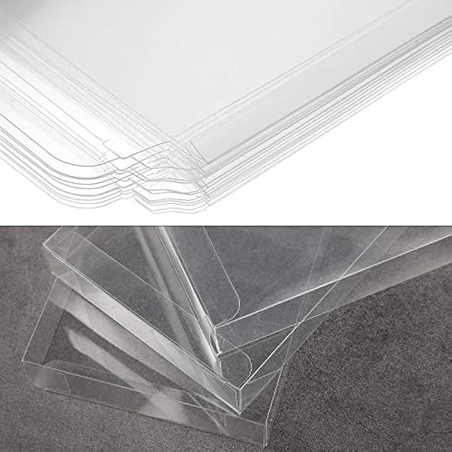 50 Pack Clear Plastic Transparent Crystal Boxes Greeting Card Photo Storage Cases Fold Design Protects Boxes (A2: 4.53 x 1.02 x 5.91 Inch)