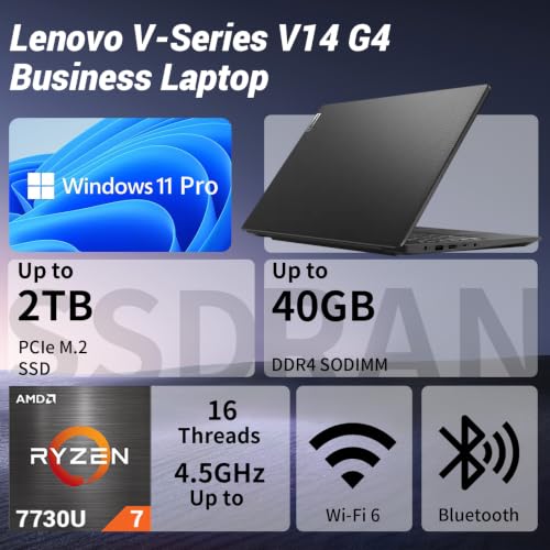 Image of Lenovo V14 AMD Ryzen 7 7730U 14 inch FHD Business Laptop, 16GB RAM | 512GB SSD