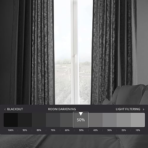 Image of HPD Half Price Drapes Heavy Faux Linen Light Filtering Curtains for Bedroom 96 Inches Long (1 Panel) - Rod Pocket Curtains for Living Room - Window Curtains Home Decor - 50 X 96, Slate Grey