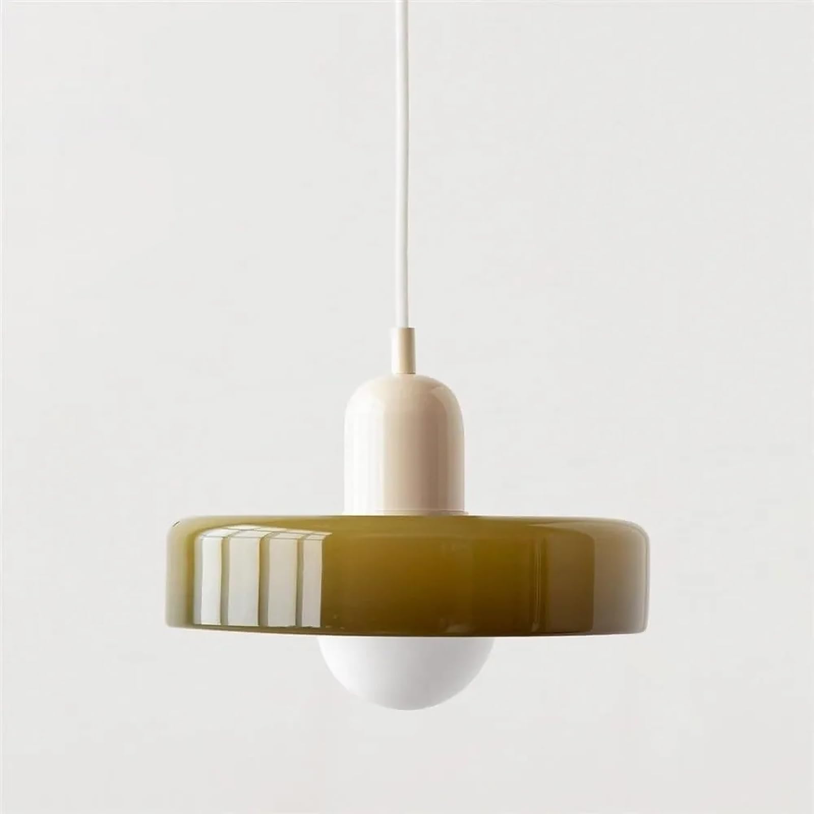 KXEcoLife Mid Century Vintage Glass Pendant Light with Retro Green Lampshade – Nordic Modern Shade for Kitchen Island, Bedroom Shades & Café Ceiling Lampshades