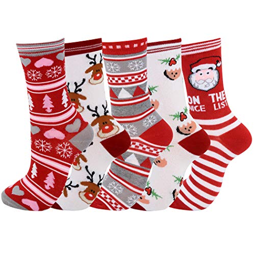 5 pares de calcetines de Navidad de algodón suave de dibujos animados