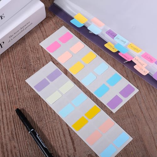 Image of 240 Pcs 1 Inch Sticky Index Tabs Colored Writable Page Markers | Repositionable Page Tabs Book Annotation Tabs for Reading Notebooks File Classification