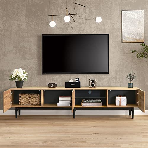 REXO Mueble de TV moderno con vetas de madera