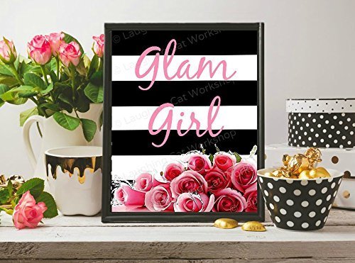 Amazon Com Glam Girl Teen Girls Room Decor Funny Bathroom Print Roses Bathroom Decor Primping Glamorous Girls Quote Print Hipster Girls Bedroom Art Girly Art Print Girls Dorm Decor Handmade
