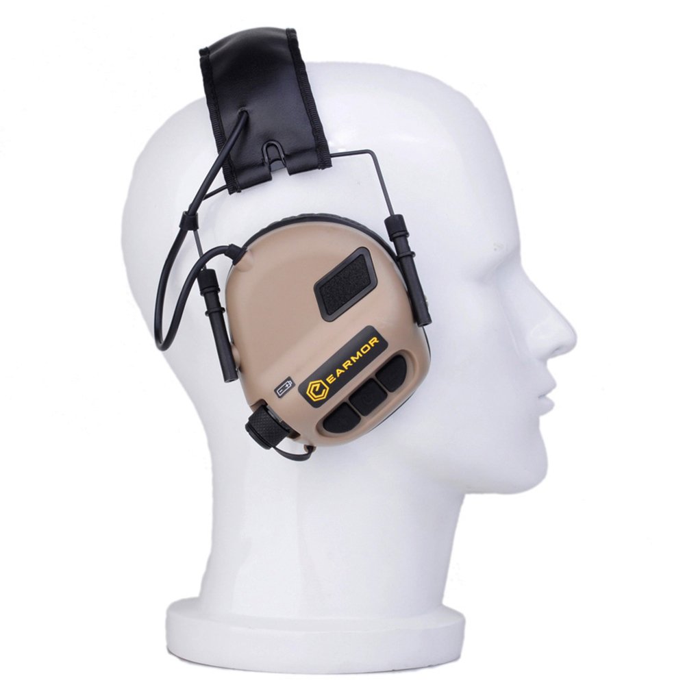 Auriculares electrónicos de protección auditiva con entrada AUX serie M31 que suprime el ruido de disparo dañino amplificando sonidos de bajo nivel (bronceado)