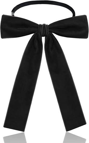 Luckyvestir Western Bow Ties for Men Women, Black Colonel Velvet Ribbon String Bowtie for Costume Uniform Shirts