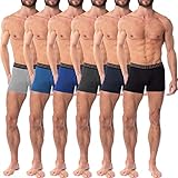 AMERICAN HEAVEN Men's Underwear Trunks 6-Pack, Stretchy Ultra Soft Fitted 9' Leg Boxer Brief with Fly (6 Pack- Core Solids, X-Large)