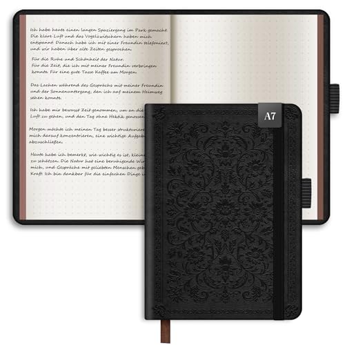 BIROYAL Mini Notizbuch A7 Dotted, Hardcover Bullet Journal, 128 Blatt Kleines Notizbuch Gepunktet, 120gsm Papier, Dotted Notebook, Aesthetic Notebook Für Frauen Männer Notizen, Doodling