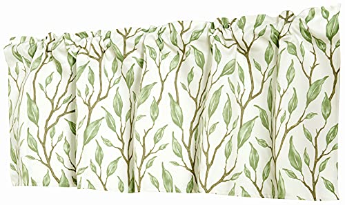 Annlaite Flower Floral Branch Leaves Thermal Insulated Window Curtain Valance Rod Pocket 52 Inch By 18 Inch (Green, 52"X18") #TOP2