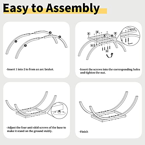 Firewood Rack Outdoor - Curved Wood Rack Log Holder For Fireplace Indoor Fire Wood Storage Holding Stand Heavy Duty (22") #TOP5