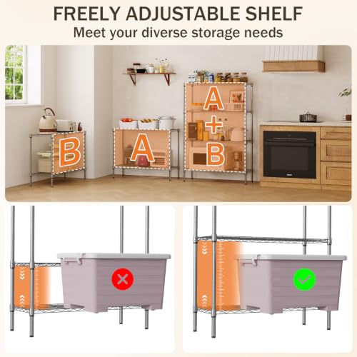 Image of GarveeTech Heavy Duty Garage Shelving Unit, 36 in L x 14 in D x 54 in H, Adjustable Wire Shelving Unit, 1200 LBS Load Capacity, 4-Tier Durable Metal Shelves for Garage, Pantry, Basement, Workshop