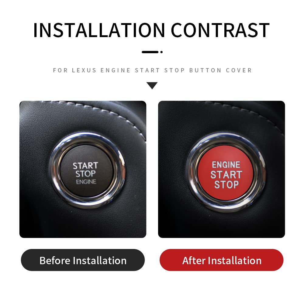HIBEYO ABS Car Engine Start Stop Button Cover Fits for Toyota Lexus Subaru Push Start Stop Switch Button One-Button Start Button Key Ignition Starter Car Star Engine Button with Pilot Lamp Red B