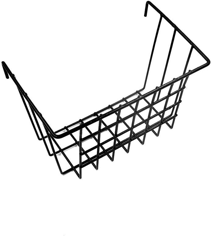ANZOME Grid Basket, Wire Wall Basket with Hook, Wall Mount Organizer for Grid Panel, Wire Storage Shelf Rack for Home Supplies, Wall Decor(Black)