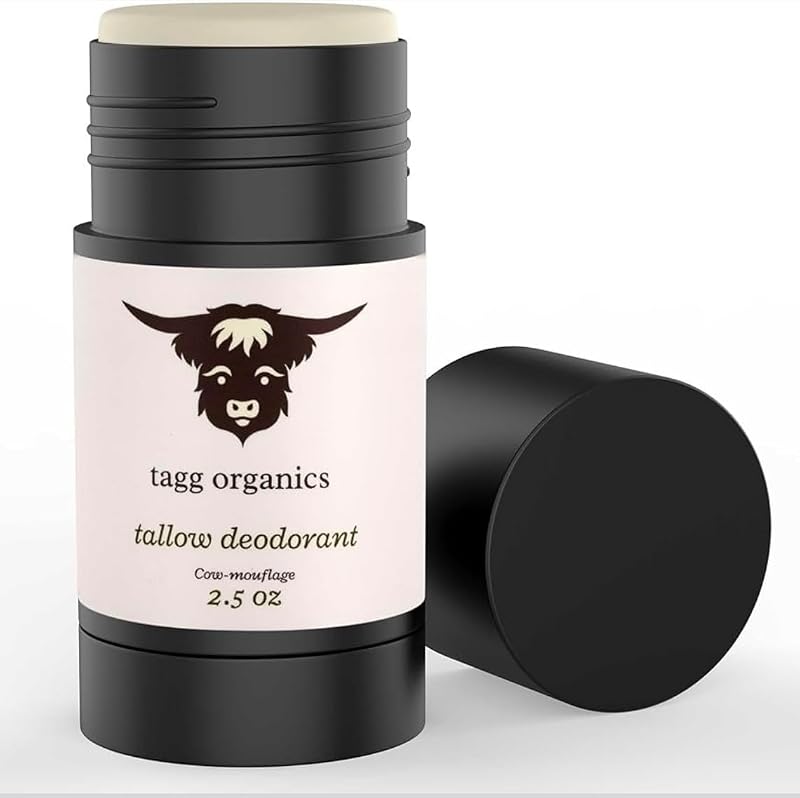 Desodorante natural em bastão com sebo bovino TAGG ORGANICS Cow-Mouflage sem fragrância, 71 g
