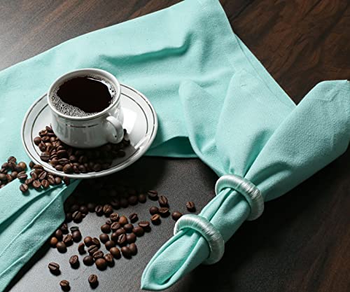 Homidate Set Of 8 (4 Napkin+ 4 N.ring) Cloth Napkin In Cotton - 18X18 In Aqua With Hemstitched - Perfect For Wedding, Dinner, Parties, And Table Decorations #TOP3