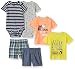 Carter's Baby Boys' 6-Piece Bodysuit Tee and Short Set, Tools/Cutie, 6 Months