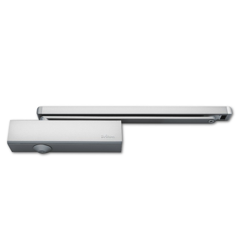 Briton 2320B.T.SES Size 2 - 4 CE "Easy-Opening" Cam Action Adjustable Door Closer with B/C Door Pull Side for Fire Doors - Silver