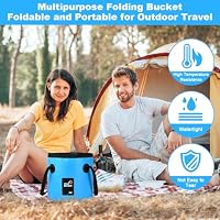 Flintronic Faltbarer Eimer Outdoor Faltschüssel 20L, Platzsparend Outdoor Falteimer, Faltbarer Fischeimer, Aus Langlebigem Planen Gewebe, Als Sandkasten Camping Eimer, Spülschüssel, Blau – Ansicht 5