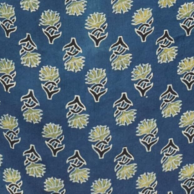 Image of Ethnics of Kutch Women's Ajrakh Modal Silk Natural Dye Hand Block Print Unstitched Kurta Fabric Mtr Length (2.5 Mtrs - Blue 30101V)